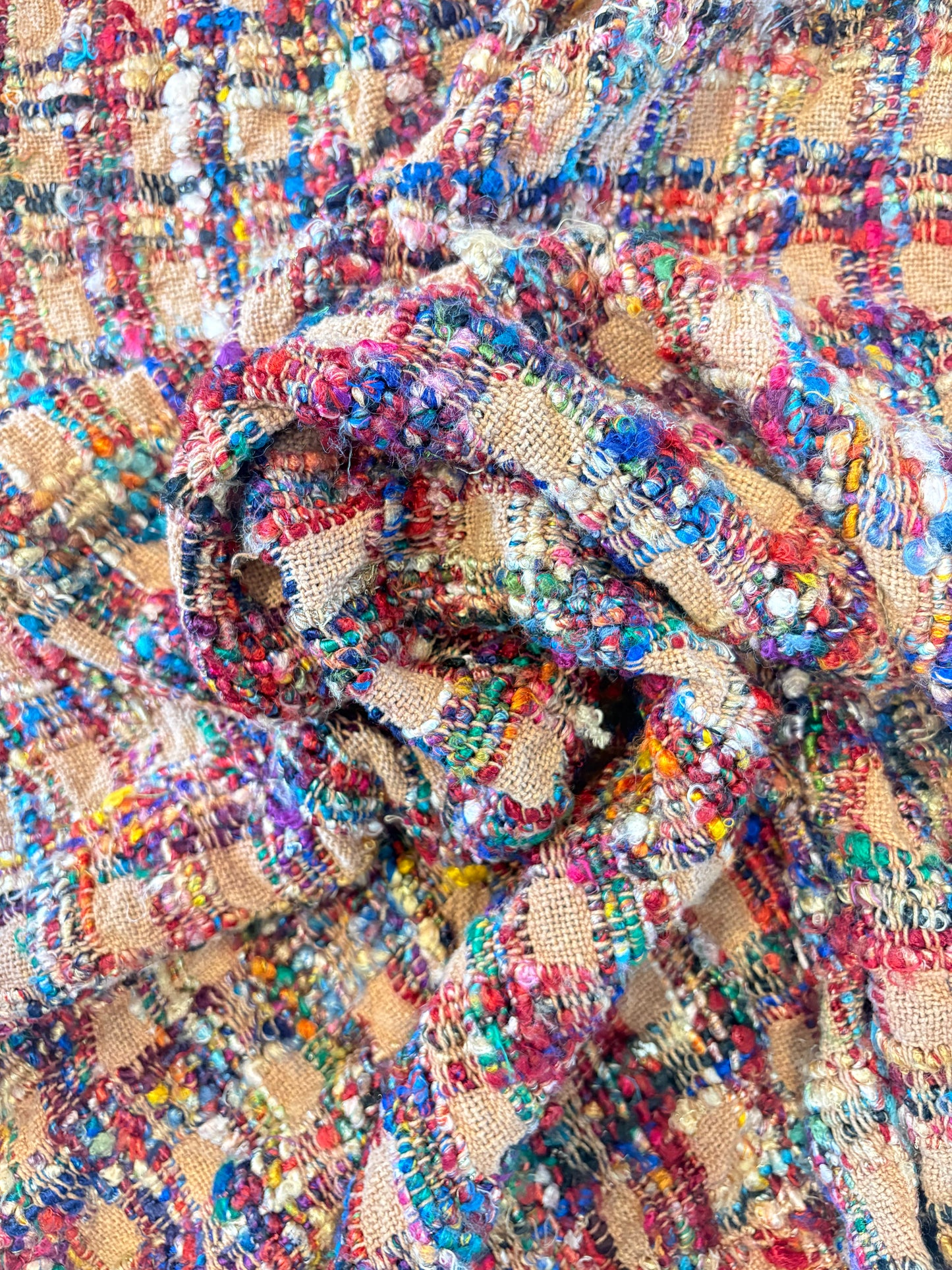 Multicolour textured boucle weave