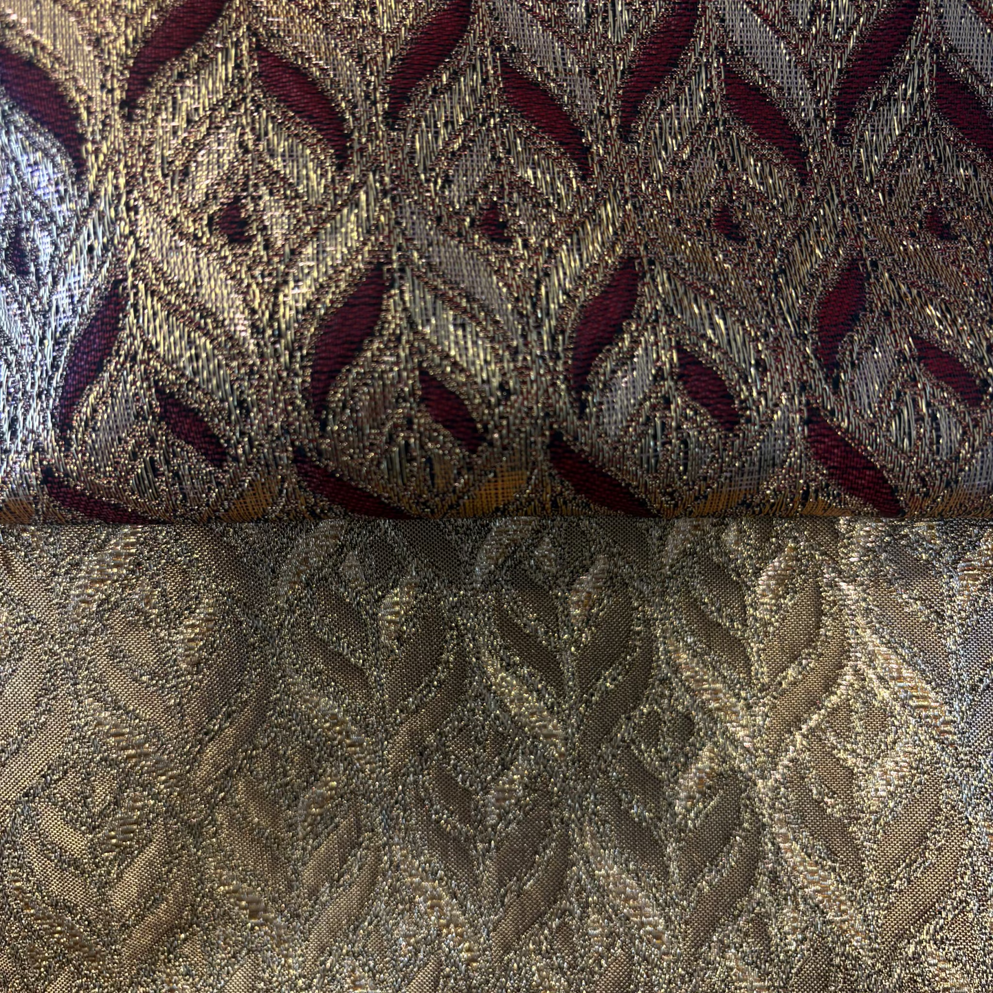 Metallic Jacquard Brocade with a leaf like motif