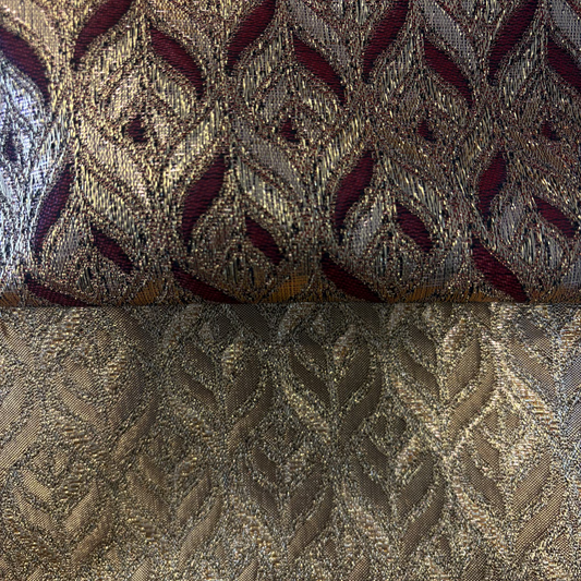 Metallic Jacquard Brocade with a leaf like motif