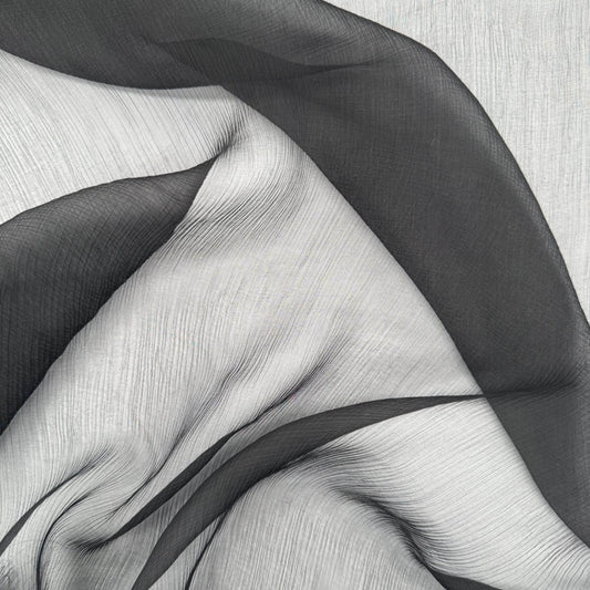 Black Crinkle Silk Chiffon