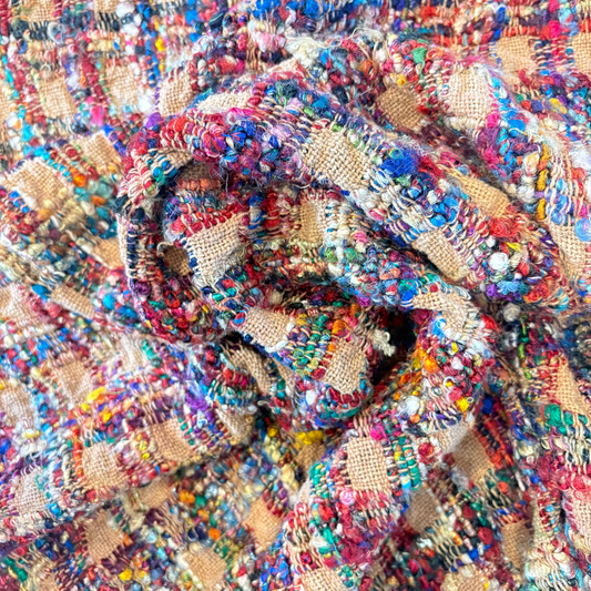 Multicolour textured boucle weave