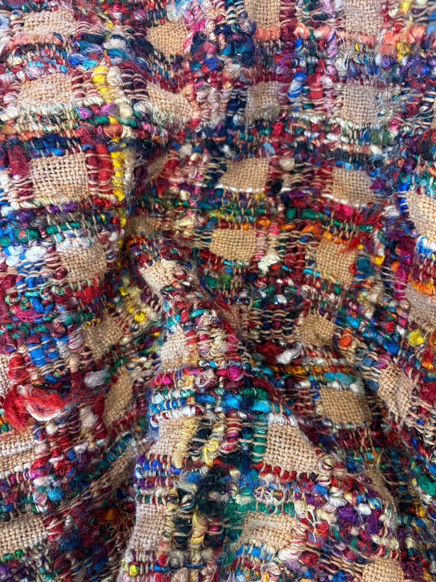 Multicolour textured boucle weave